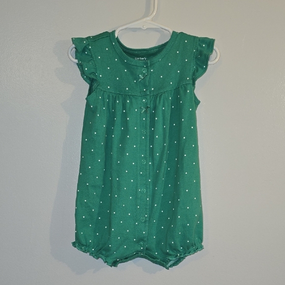 Carter's Green Romper with White Accents - Picture 1 of 6